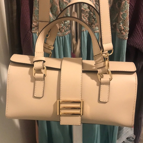 NEW DIVINA FIRENZE LADIES LEATHER HANDBAG SATCHEL MADE IN ITALY  NWOT BEIGE - Picture 4 of 11